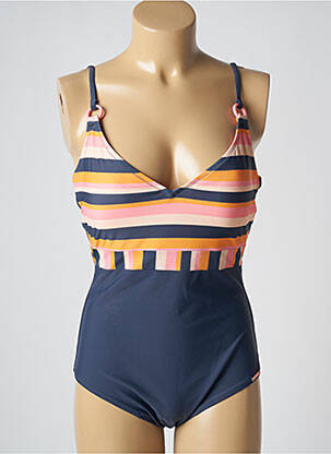Maillot de bain 1 pièce effet matière satinée haut soutien-gorge avec mousse de rembourrage amovible bleu YSABEL MORA femme