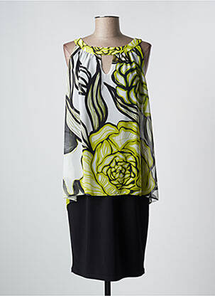 Robe mi-longue imprimé fleurs sans manche noir FRANK LYMAN femme
