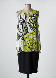 Robe mi-longue imprimé fleurs sans manche noir FRANK LYMAN femme