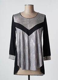 Top col rond manches 3/4 argent CLOANICE femme