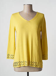 Pull col v manches 3/4 jaune TRIPODE femme