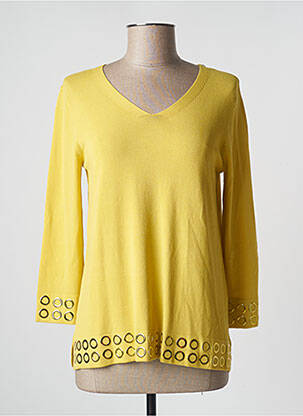 Pull col v manches 3/4 jaune TRIPODE femme
