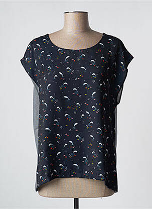 Top imprimé fantaisie manches courtes bleu THALASSA femme