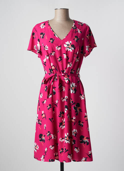 Robe mi-longue imprimé fleurs manches courtes rose GERRY WEBER femme