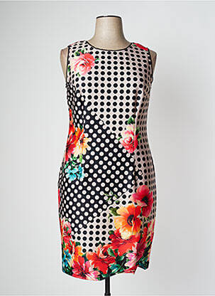 Robe mi-longue imprimé fleurs sans manche noir JOSEPH RIBKOFF femme