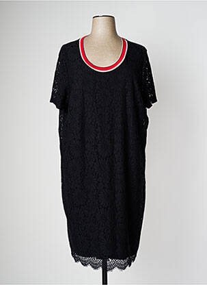 Robe mi-longue manches courtes manches courtes noir SAMOON femme