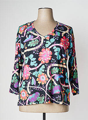 T-shirt col v manches 3/4 noir JOY femme