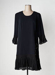 Robe mi-longue manches 3/4 manches 3/4 noir POUPEE CHIC femme