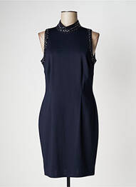 Robe mi-longue tissage crêpe sans manche bleu VERA MONT femme