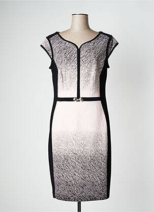 Robe mi-longue fermeture zippée au dos manches courtes noir JOSEPH RIBKOFF femme