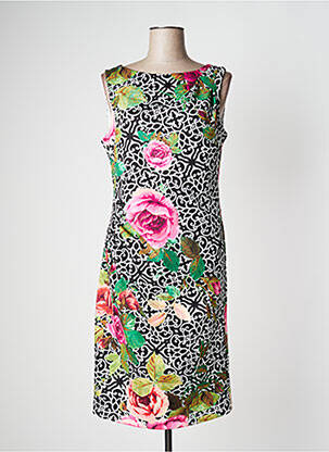 Robe mi-longue imprimé fleurs sans manche noir JOSEPH RIBKOFF femme