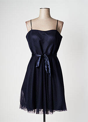 Robe mi-longue fermeture zippée au dos fines bretelles bleu VERA MONT femme