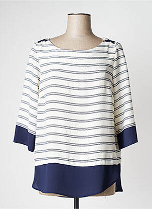 Tunique manches longues légère et transparente bleu QUEENIE femme