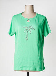 T-shirt sérigraphie avec strass manches courtes vert I.ODENA femme