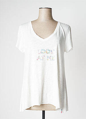 T-shirt col v manches courtes blanc ANNA femme