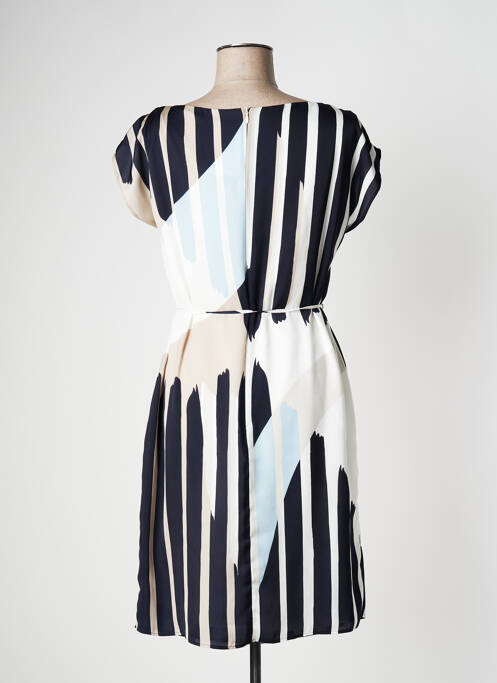 Robe mi-longue tissage crêpe manches courtes noir VERA MONT femme