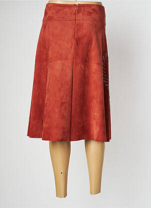 Jupe mi-longue taille à pinces orange KOSMIKA femme