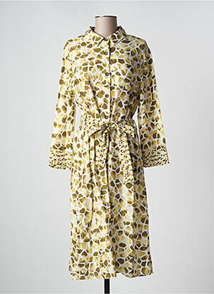Robe mi-longue imprimé fantaisie manches longues jaune DISMERO femme