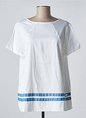 Blouse tissage popeline manches courtes blanc DISMERO femme