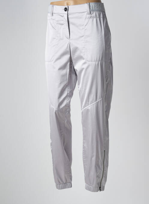 Pantalon droit fermeture zippée sous rabat boutonné argent MARC CAIN femme