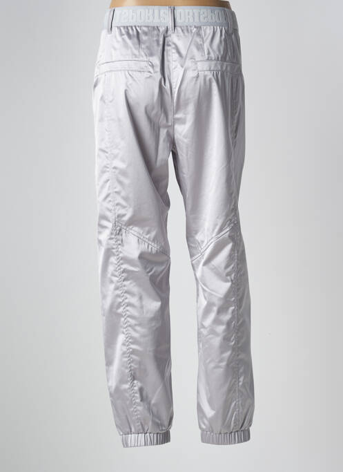Pantalon droit fermeture zippée sous rabat boutonné argent MARC CAIN femme