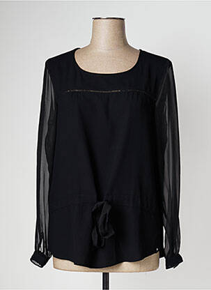 Blouse légère et transparente manches longues noir FREEMAN T.PORTER femme