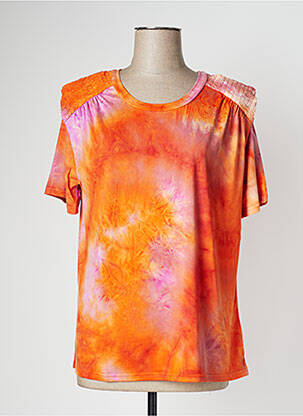 Top stretch manches courtes orange AN' GE femme