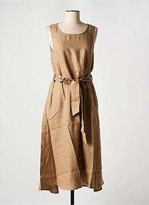 Robe mi-longue sans manche sans manche beige BLANC BOHEME femme