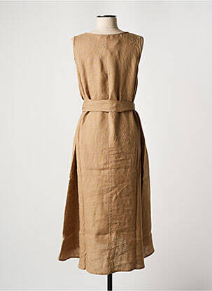 Robe mi-longue sans manche sans manche beige BLANC BOHEME femme