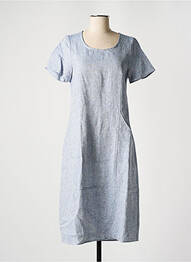 Robe mi-longue manches courtes manches courtes bleu BLANC BOHEME femme