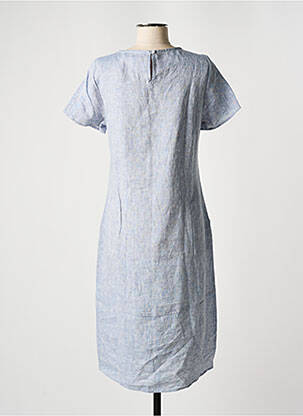 Robe mi-longue manches courtes manches courtes bleu BLANC BOHEME femme