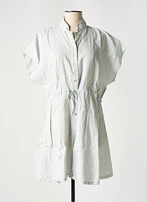 Robe courte coupe évasée manches courtes gris BLANC BOHEME femme