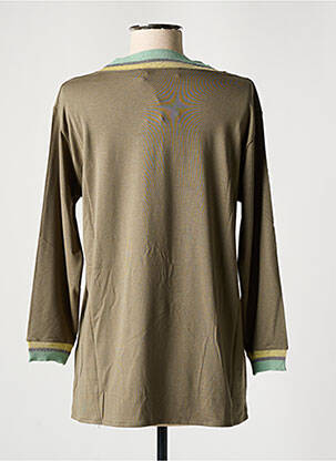 Top tissage jersey manches 3/4 vert BLANC BOHEME femme