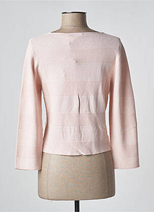 Gilet manches longues col rond rose BLANC BOHEME femme