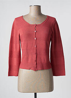 Gilet manches longues coupe cintrée orange BLANC BOHEME femme
