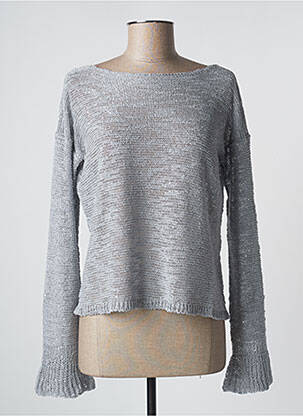 Pull col bateau manches longues gris BLANC BOHEME femme