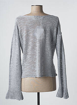 Pull col bateau manches longues gris BLANC BOHEME femme