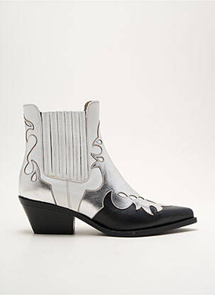 Bottines/boots matière lisse talon de 4 à 6cm argent LOIE ISTANBUL femme