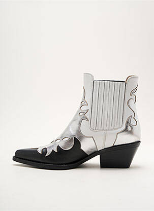 Bottines/boots matière lisse talon de 4 à 6cm argent LOIE ISTANBUL femme