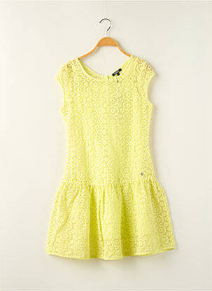Robe mi-longue doublure manches courtes jaune DKNY fille
