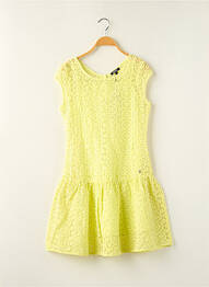 Robe mi-longue fermeture zippée au dos manches courtes jaune DKNY fille