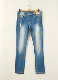 Jeans coupe slim effet usé délavé taille ajustable bleu BECKARO garcon