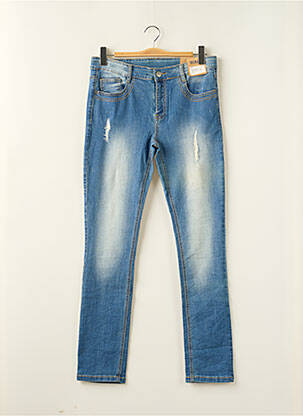 Jeans coupe slim effet usé délavé taille ajustable bleu BECKARO garcon