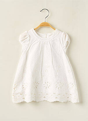 Robe mi-longue doublure manches courtes blanc ABSORBA fille