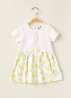 Robe mi-longue manches courtes manches courtes jaune 3 POMMES fille