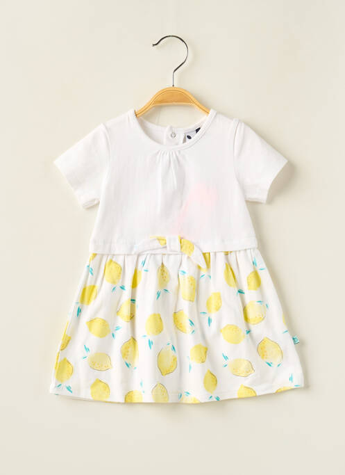 Robe mi-longue manches courtes manches courtes jaune 3 POMMES fille