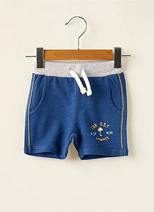 Short sérigraphie floquée taille élastique bleu 3 POMMES garçon