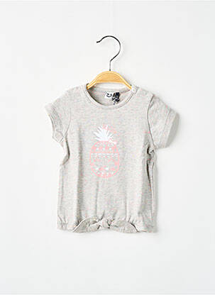 T-shirt stretch manches courtes gris 3 POMMES fille