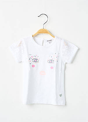 T-shirt coupe cintrée manches courtes blanc 3 POMMES fille