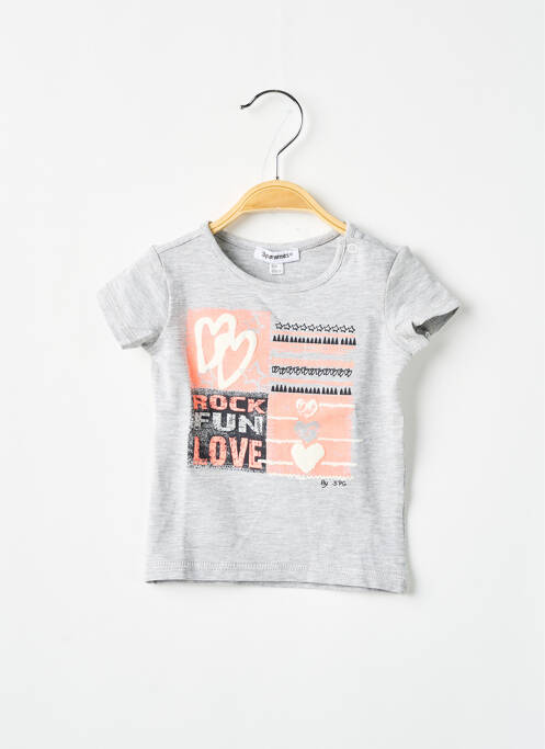 T-shirt gris 3 POMMES pour fille